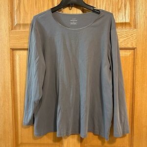 Women's Christopher And CJ Banks Gray Scoop Neck 3/4 Sleeve Top 3XL 100% Cotton